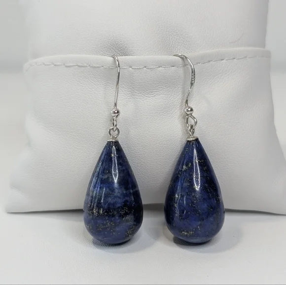 Sterling & Lapis Lazuli Earrings - Picture 2 of 11